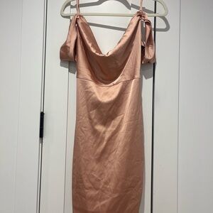 Elegant Peach Satin Dress